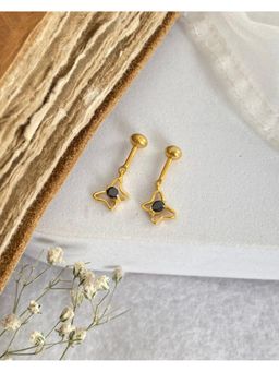 Boldiful - Sterling Silver Butterfly 18K Gold Vermeil Black Drop Helix Earrings