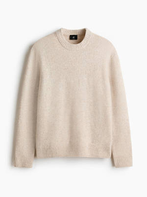 H&M Men Beige Regular Fit Brushed Jumper - Image 1