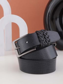 Aditi Wasan - Grey Men's Genuine Leather Casual Belt with Braided Loop