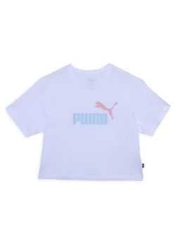 Puma - Girls Logo Cropped Girls Off White T-Shirt
