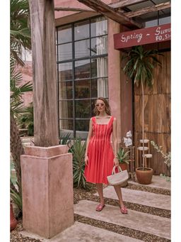 House of Fett - The Townie Fit And Flare Piping Red Dress