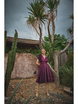 House of Fett - Vanessa Organza Applique Floral Purple Dress