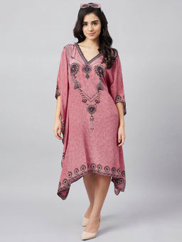 First Resort by Ramola Bachchan - Rouge Pink Pearl Kaftan Dress