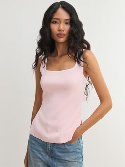 Pomelo - Square Neck Button Back Tank Top - Pink