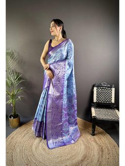 Suha - Kanjivaram Tissue Silk Saree With Unstitched Blouse Zari Work - Turquoise