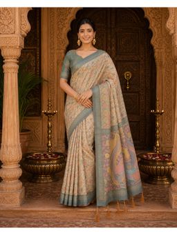 Anjaneya Sarees - Designer Linen Saree With Unstitched Blouse - Multi-Color