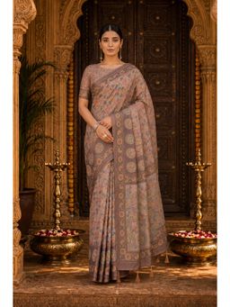 Anjaneya Sarees - Designer Linen Saree With Unstitched Blouse - Multi-Color