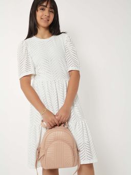max - White Self Design Regular Dress