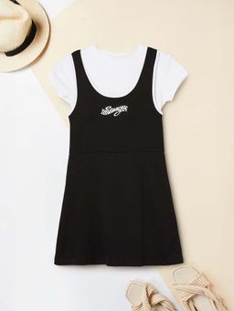max - Black Printed Regular Dress and T-Shirt