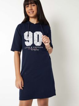 max - Navy Blue Printed Regular Dress