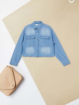 max - Blue Solid Regular Shirt
