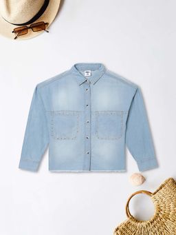 max - Blue Solid Regular Shirt