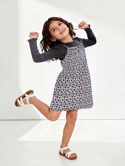 max - Black Printed Regular Dress and T-Shirt