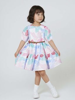 max - Cream Printed Regular Dress and Belt