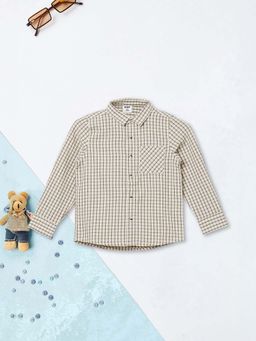 max - Beige Checks Oversized Shirt