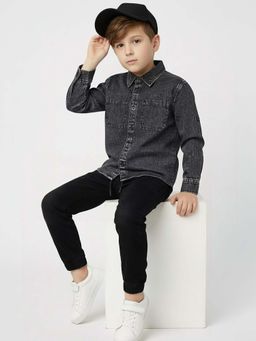 max - Black Solid Oversized Shirt
