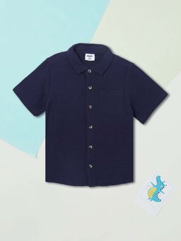 max - Blue Solid Regular Shirt