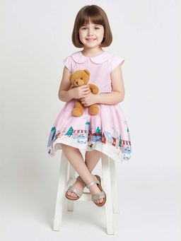 max - Pink Printed Regular Dress and Belt