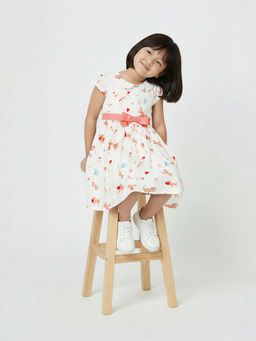 max - Cream Printed Regular Dress and Belt