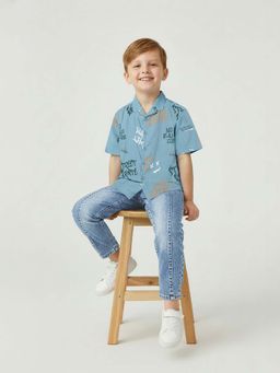 max - Blue Printed Regular Shirt