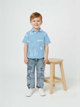max - Blue Printed Regular Shirt