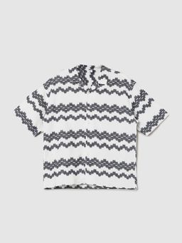 max - Off White Self Design Oversized Shirt