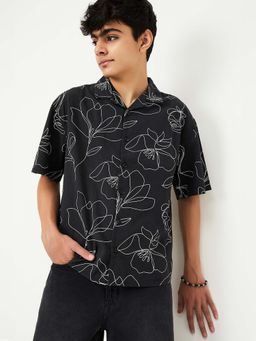 max - Black Printed Oversized Shirt