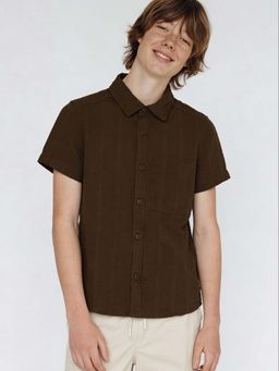 max - Brown Self Design Regular Shirt
