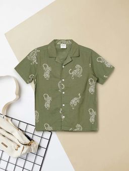 max - Green Printed Regular Shirt