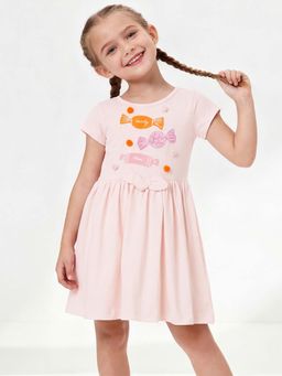 max - Peach Printed Regular Dress