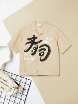 max - Beige Printed Regular Shirt