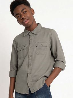 max - Grey Solid Regular Shirt