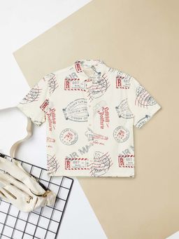 max - Beige Printed Regular Shirt