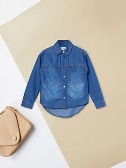 max - Blue Solid Regular Shirt