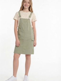 max - Olive Solid Regular Dress and T-Shirt