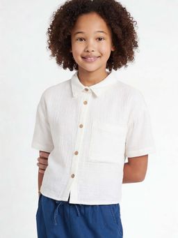 max - Off White Solid Regular Shirt