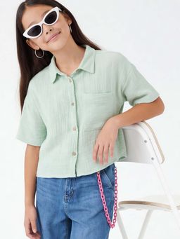 max - Green Solid Regular Shirt