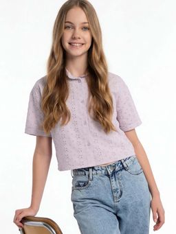 max - Purple Self Design Regular Shirt