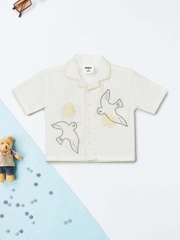 max - Beige Embroidered Regular Shirt