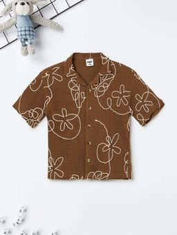 max - Brown Embroidered Regular Shirt
