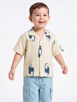 max - Beige Printed Regular Shirt