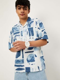 max - Blue Printed Regular Shirt