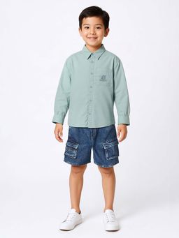 max - Blue Printed Oversized Shirt