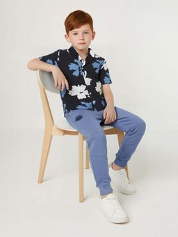 max - Navy Blue Printed Oversized Shirt