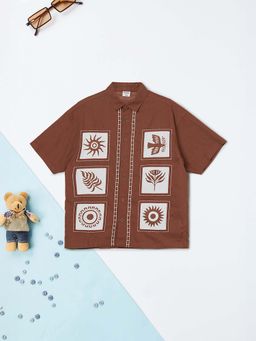 max - Rust Printed Regular Shirt