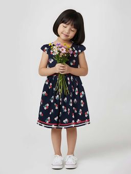 max - Navy Blue Printed Regular Dress