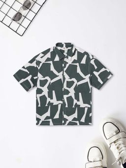 max - Grey Printed Oversized Shirt