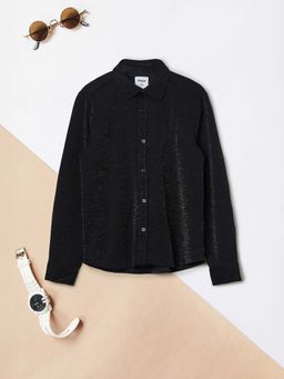 max - Black Self Design Regular Shirt