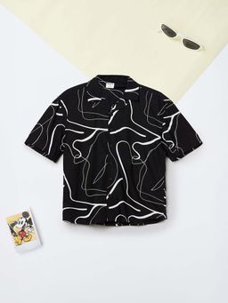 max - Black Printed Oversized Shirt