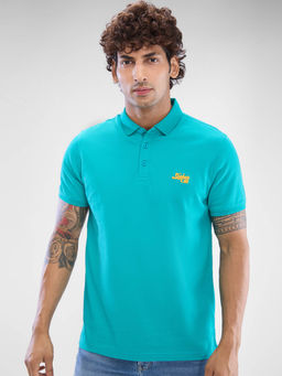 Spykar - Green Slim Fit Cotton Collar Neck Solid Polo T-Shirt for Men
